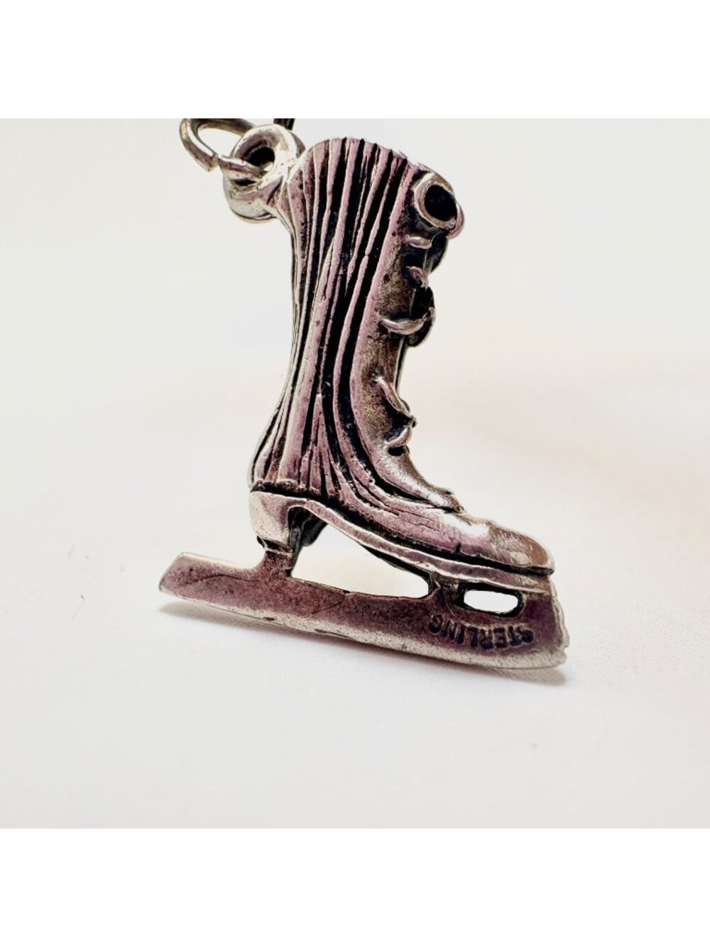 Ice Skate Charm Pendant Vintage Sterling Silver 925 Size 1" Length